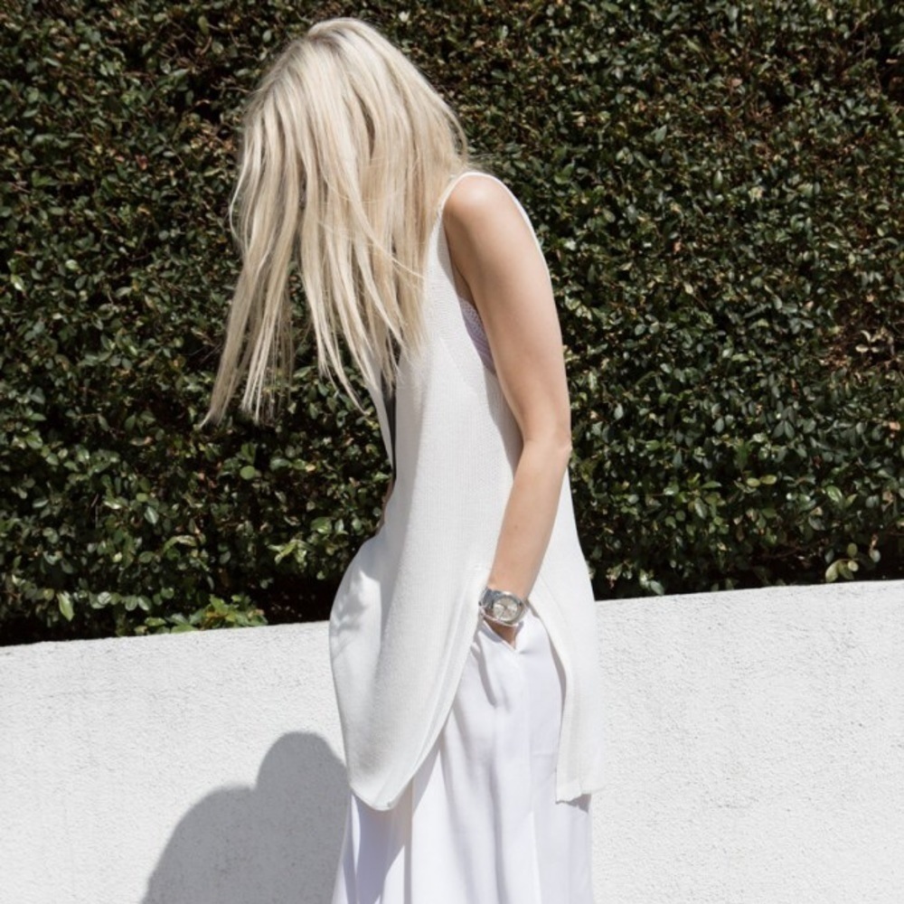 ARITZIA Wilfred Palmier Sleeveless Long White Sweater extra small